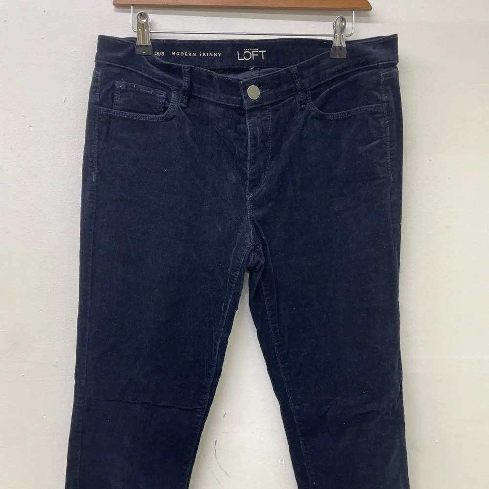 Ann Taylor Loft Pants Women Size 29/8 Blue, Corduroy, High Rise, Modern Skinny - Picture 4 of 7